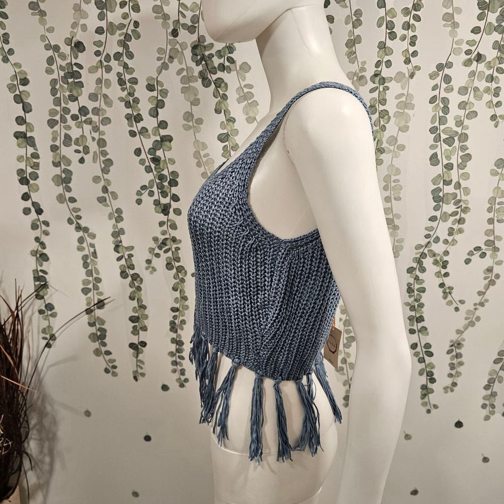 Women's Raga Knit Crop Top, Size S, Blue - Picture 5 of 9